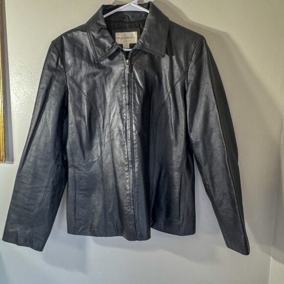 🖤 Worthington Black Leather Zip Jacket (Shorter Style) 🖤 - Picture 3 of 10